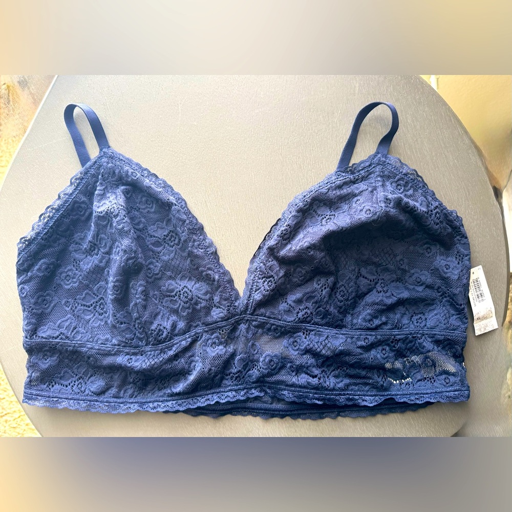 Old Navy Women's Navy Blue Lace V-Neck Bralette Top Dark Blue Bralette Size XL